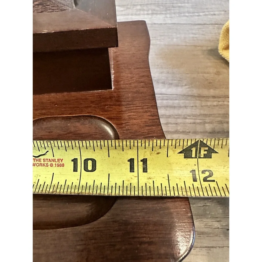 Vintage Wooden Valet Jewelry Box Ring Organizer W/ Drawer Tray London Leather